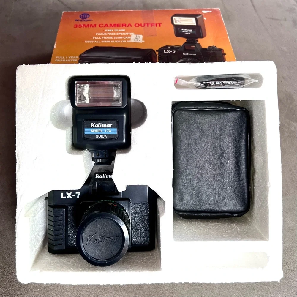 Vintage 1980's Kalimar LX-7 Deluxe 35mm Camera Outfit With Flash & Case K-6009